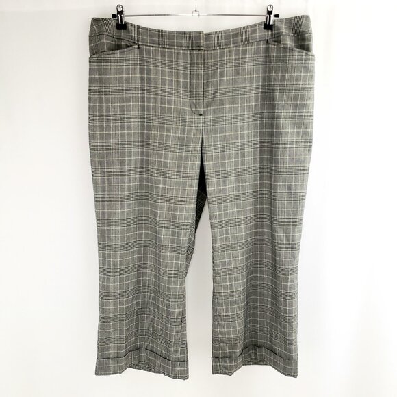 Lane Bryant Crop Pants Size 22 Plaid Multi-Color Zip-Fly Pockets 25" Inseam - Picture 1 of 10